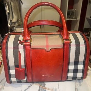 Authentic Burberry cross body Red Leather